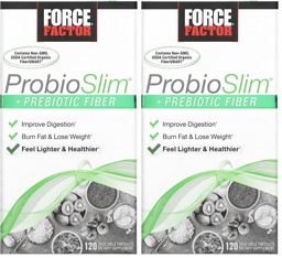 Force Factor ProbioSlim + Prebiotic Fiber Weight Loss Supplement για γυναίκες και άνδρες, Probiotic και Prebiotic Digestive Health Support with Green Tea Extract and Psyllium Husk Fiber, 120 κάψουλες