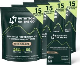 Διατροφή για το Go Whey Protein Isolate συσκευασίες με Creatine – 25g πρωτεΐνη + 5g κρεατίνη – Single-Serve Travel Protein σκόνη – σοκολάτα (60-πακέτο)