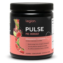 LEGION Pulse Pre workout - Όλα τα φυσικά Nitric Oxide Preworkout Ποτό για την ενίσχυση της ενέργειας, Createine Δωρεάν, φυσικά γλυκασμένη, Beta Alanine, Citrulline, Alpha GPC (Strawberry Margarita)