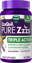 ZzzQuil PURE Zzzs Triple Action, Μελατονίνη Gummies, Μελατονίνη 6mg, 3X Μελατονίνη, Βοήθεια ύπνου με Ashwagandha, Ήρεμη Mood, Αντιοξειδωτική Δράση, Βοηθήματα ύπνου για ενήλικες, 60 Gummies ύπνου