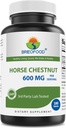 Brieofood Horse Chestnut Extract 600 mg per Serving - 180 Tablets - 3ο Party Lab Tested for Purity & Quality - Υποστηρίζει υγιή κυκλοφορία & ρευστή ισορροπία στα πόδια*