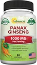 aSquared Nutrition Natural Korean Panax Ginseng (1000mg Max Strength)-90 Capses Root Extract Complex (Red & White), Υψηλής Δοσολογίας Ginsenosides in Seeds, Ασιατικό συμπλήρωμα σκόνης, Tablet Χάπια για την ενέργεια
