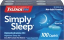 Tylenol Simply Sleep Nighttime Sleep Aid Caplets, 25 mg Diphenhydramine HCl, Non-Habit Forming Sleep Aid for Adults, 100 Count