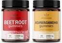 HERBAMAMA Beet Root and Ashwagandha Kit - Bundle 12000 mg Beet Root with Black Pepper & 2000 mg Ashwagandha Root Gummies - Vegan, Gelatin-free, Non-GMO