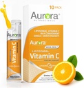 Aurora Nutrascience Mega-Pack Liposomal Vitamin C, Ανοσοποιητική Υποστήριξη, 3.000 mg ανά υπηρεσία, Vegan, Χωρίς γλουτένη, Μη ΓΤΟ, 10 Single Servet Packets, Πορτοκαλί