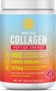 Peptide Energy Collagen Powder Hair, Nail, Skin, Type I & III,Caffeine for Energy, Vitamin C, Biotin, Hyaluronic Acid, Zero Sugar – 8,92 oz (Strawberry Margarita)