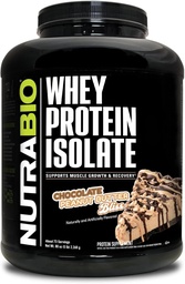 NutraBio 100% Whey Protein Isolate Protein Powder, 25g Protein with Complete Amino Acid Profile, Non-GMO, Soy & Gluten Free, Low Carb, Low Calori Whey Protein Powder, Σοκολάτα Φυστικοβούτυρο, 5 Lbs