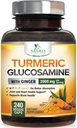 Turmeric Curcumin Supplement 2000mg - 95% Κουρκουμινοειδή με Γλυκοζαμίνη, Ginger & MSM, BioPerine Μαύρο Πιπέρι για Καλύτερη Απορρόφηση, Vegan Κοινή Υποστήριξη, Μη-ΓΤΟ, Εμφιαλωμένο στις ΗΠΑ - 240 Κάψουλες