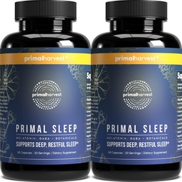 Primal Harvest 2 Pack, Primal Sleep, 120 κάψουλες με Valerian Root, L-Tryptophan, GABA, Χαμομήλι, και Μελατονίνη 3mg