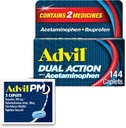 Advil Dual Action With Acetaminophen And Ibuprofen (2 Dose Equivalent) For 8 Hour Pain Relief, Coated 144 Ct Caplets And 2 Ct. Sample Of Advil PM