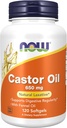 NOW Συμπληρώματα τροφίμων, Castor Oil 650 mg με έλαιο μάραθου, φυσικό Laxative*, 120 Softgels