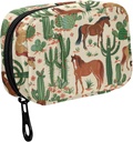 Fustylead Χέρι Σχεδίαση Δυτική άλογα και Cactus Χάπια Organizer για την τσάντα, εβδομαδιαία φορητό κουτί χάπι με Zipper για την αποθήκευση βιταμινών ιχθυέλαια Συμπληρώματα