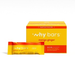 Why Bars, Protein Bars, Mango Ginger, 2.04 Ounce Bars (Pack of 12 Protein Bars) - Protein Bar Superfood, Χωρίς γλουτένη, Μη ΓΤΟ, Βιολογικό, Vegan, Απλά Συστατικά