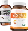 Black Seed Oil Liquid & Immune Support (2-Month Supply) Immune Maximiser Bundle - Black Seed Oil Liquid (16fl.oz) Premium Clack Cumin Seed Oil & Vitamin C Immune Support (120 Veg Caps)