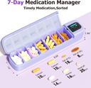 Daviky Smart Pill Organizer με Συναγερμό, Bluetooth Καθημερινά Μία φορά την ημέρα κουτί χάπια 7 ημέρα με APP, Weekly Travel Pill Case, Φορητή υπενθύμιση χάπι για τα φάρμακα, συμπληρώματα και βιταμίνες (Purple)