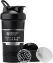 BlenderBottle Shaker Μπουκάλι με Pill Organizer και Αποθήκευση για Protein Powder, Classic V2 ProStak System, 22-Ounce, Midnight Black