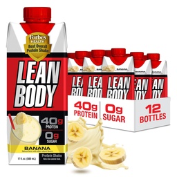 Labrada Lean Body Ready-to-drink πρωτεΐνης μπανάνας Shake,40g πρωτεΐνης, μείγμα γάλακτος,0 ζάχαρη,Gluten δωρεάν,22 βιταμίνες & ορυκτά,17 ουγγιά (Ανακυκλώσιμο χαρτοκιβώτιο & Lid - πακέτο των 12) LABRADA