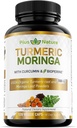 Turmeric Moringa - Βιολογικά συμπληρώματα κουρκουμίνης και οργανική σκόνη Moringa - 120 κάψουλες Veggie συμπλήρωμα για γυναίκες και άνδρες