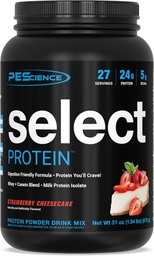 PEScience Select Protein Powder, Whey and Casein Blend, Clean Protein Powder for Women and Men, Low Calorie, Low Carb, Keto Friendly, Gluten Free, Φράουλα Cheesecake, 27 Σερβιέτες