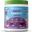 Amazing Grass Kidz Superfood: Organic Greens, Fruits, Veggies, Beet Root Powder & Probiotics for Healthy Kids, Berry Blast, 30 Servings
