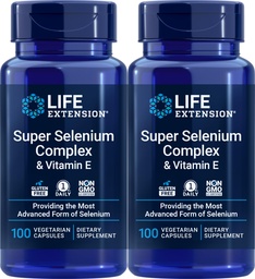 Επέκταση ζωής Super Selenium Complex 200 mcg & βιταμίνη Ε, 100 Veg Caps (πακέτο των 2)