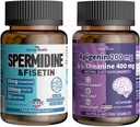 Apigenin 200mg with L-Theanine 400mg + Spermidine 20mg & Fisetin 300mg - Ultimate Relaxation, Longevity & Aging Defense Bundle | Non-GMO, Zero Fillers丨60 Veggie Caps + 30 Capsules
