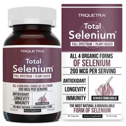 Ολικό Σελήνιο - 200 mcg, Φυτικό Σελήνιο - Full Spectrum, Περιέχει 4 Βασικές Οργανικές Μορφές Σεληνίου Συμπεριλαμβανομένης Σεληνομεθειονίνης - που προέρχονται από Σκόρδο - 60 Κάψουλες