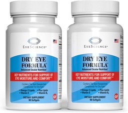 EyeScience - Dry Eye Formula - 90 Softgels - για ανακούφιση, Ωμέγα-3, Βιταμίνες Ε, C & B6, Μαγνήσιο - Παραγωγή δακρύων & Διαρκής Άνεση - 2 Pack