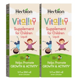 HERBION Naturals Συμπλήρωμα ζωτικότητας για παιδιά, προάγει την ανάπτυξη και την όρεξη, ανακουφίζει τη κόπωση, βελτιώνει την ψυχική και φυσική απόδοση, για παιδιά 1 έτους και άνω, 5 fl Oz (πακέτο του 2)
