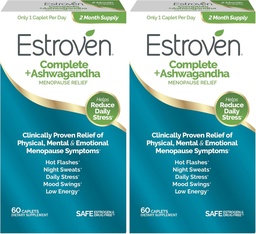 Estroven Complete + Ashwagandha Multi-Συμπτώματα Εμμηνόπαυση συμπλήρωμα για τις γυναίκες - Κλινικά Αποδεδειγμένα συστατικά Παρέχετε Εμμηνόπαυση Ανακούφιση & Νυχτερινές Ιδρώσεις + Hot Flash Relief* - 4 Μήνες Προμήθεια (Pack of 2)