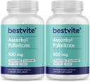 BESTVITE Ascorbyl Palmitate 500mg (240 κάψουλες χορτοφάγων) (2-πακέτο) - Δεν Stearates - Χωρίς πληρωτικά - Δεν υπάρχουν παράγοντες ροής