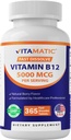 Vitamatic Vitamin B12 5000 mcg – 365 Fast Dissolve Tablets Berry Flavor – Υποστηρίζει την παραγωγή ενέργειας & το νευρικό σύστημα Υγεία – Μη ΓΤΟ, Χωρίς γλουτένη