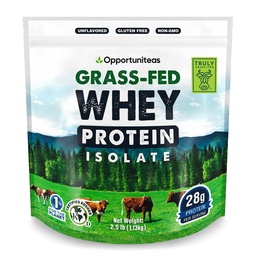 Opportunitas Grass Fed Whey Isolate Protein Powder - Unflaved 28g Protein Powder Χωρίς Τεχνητά Γλυκαντικά, Ορμόνες Αγελάδες, Μη ΓΤΟ - 2,5lb
