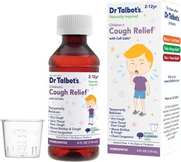 Dr. Talbot's Cough Relief Liquid Medicine με φυσικά εμπνευσμένα συστατικά για τα παιδιά περιλαμβάνει Κύπελλο δοσολογίας, Φυσικό άρωμα χυμού βατόμουρο, 4 Fl Oz