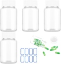 4Pcs Καθαρίστε πλαστικά μπουκάλια χαπιών, 50ml Empty Medicine Containers με καπάκια για υγρή στερεά σκόνη