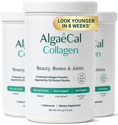 ALGAECAL Collagen - 4 Clinical-Supported Peptides VERISOL®, FORTIGEL®, UC-II®, FORTIBONE®, Αντιγηραντική σκόνη υδρολυμένου κολλαγόνου, 3 συσκευασίες, Made in USA