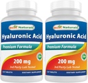 Best Naturals Hyaluronic Acid 200 mg 120 δισκία (Non- GMO, Gluten Free) - Προάγει τη λειτουργία του Υγιούς Δέρματος & Υγιεινής Κοινής Χρήσης (120 Count (Pack of 2)