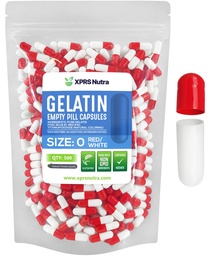 XPRS Nutra Μέγεθος 0 Κενές κάψουλες - 500 Count Empty Gelatin Κάψουλες - Χάπια DIY Καψάκιο Γέμισμα - Αγνά καπάκια τζελ Μπόβιν Χάπι για το Do-It-Yourself Συμπληρώματα (κόκκινο/λευκό)