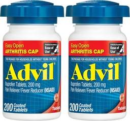 Advil Pain Reliever and Fever Reducer, Pain Relief Medicine with Ibuprofen 200mg for Joint Pain, Mus Ache and Minor Arthritis Pain Relief - 200 Επικαλυμμένα δισκία με Easy Open Arthritis Cap