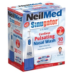 NeilMed Sinugator Cordless Pulsating Nasal Wash Kit με έναν ερεθιστή, 30 Premixed Packets και 3 μπαταρίες AA (Pack of 1)