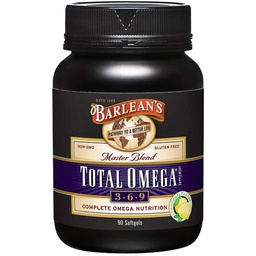 Barlean's Total Omega 3 6 9 Softgels, συμπλήρωμα συμπυκνωμένου ιχθυελαίου με Borage και flaxseed Oil, 1.000 mg Omegas ALA, EPA, DHA και GLA για τα συμπληρώματα κοινής υποστήριξης και την υγεία της καρδιάς, 90 Count