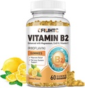Βιταμίνη B2 Gummies Ριβοφλαβίνη 400mg συμπλήρωμα για παιδιά & ενήλικες - Μαγνήσιο Γλυκινικό, Ψευδάργυρος, CoQ10, Βιταμίνη B12 - Ημικρανία Ανακούφιση & Ενέργεια, Νευρικό Σύστημα Υποστήριξη, Ζάχαρη Χωρίς Λεμόνι Γεύση, 60ct