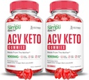 Justified Laboratories (2 Pack Simpli Health Keto ACV Gummies Advanced Formula 1000MG Μηλίτης μηλίτη μήλου με σκόνη χυμού βότανου ρόδι B12 Vegan Non GMO 120 Gummys