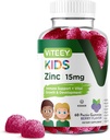 Viteey Zinc for Kids Gummies, 15mg - Immune Support - Powerful Natural Antioxidant, Kids Zinc Vitamin Supplement - Vegan, Gelatin Free, Gluten Free - Tasty Chewable Berry Flavor Gummy