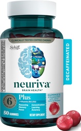 NEURIVA Plus συμπλήρωμα εγκεφάλου για τη μνήμη, Focus & συγκέντρωση+γνωστική λειτουργία με βιταμίνες B6 & B12 και κλινικά δοκιμαστεί Nootropics Phosphatidylserine και νευροπαράγοντας,50ct Gummies Φράουλα