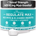 Ρυθμίστε το συμπλήρωμα MAX Myo-Inositol & D-Chiro Inositol σκόνη για τις γυναίκες με βιταμίνη D & Folate PCOS διατροφική υποστήριξη, Hormone Balance & Fertility Support, Unflaved 60 Services