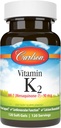 Carlson - Βιταμίνη K2 MK-7 (Μενακινόνη), 90 mcg, Οστική Υποστήριξη, Βιοδιαθεσιμότητα ασβεστίου, K2 Βιταμίνη, Βιταμίνη K-2, 120 Softgels