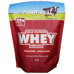 Pure Choice Unflaved Whey Protein Isolate Powder, 28g πρωτεΐνης & χωρίς ζάχαρη, μη μετουσιωμένη Ορός γάλακτος, 1 συστατικό, χωρίς πληρωτικά ή τεχνητά γλυκαντικά (μη αρωματισμένα, 2 lb)
