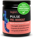 LEGION Pulse Pre Workout - All Natural Nitric Oxide Preworkout Drink to Boost Energy, Creatine Free, Naturally Sweetened, Beta Alanine, Citrulline, Alpha GPC (Blue Raspberry)