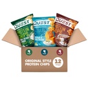Quest Nutrition Protein Chips Variety Pack, BBQ, Cheddar & Sour Cream, Κρέμα Ξηρού & Κρεμμυδιού, Υψηλής Πρωτεΐνης, Low Carb, 1,1 oz (Pack of 12)